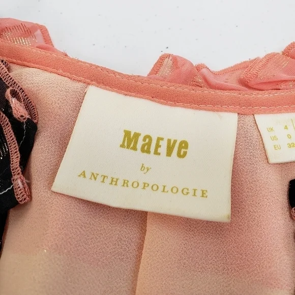 Maeve Anthropologie Sleeveless Ruffle Trim Fantasia Top Size 0 - Picture 4 of 7